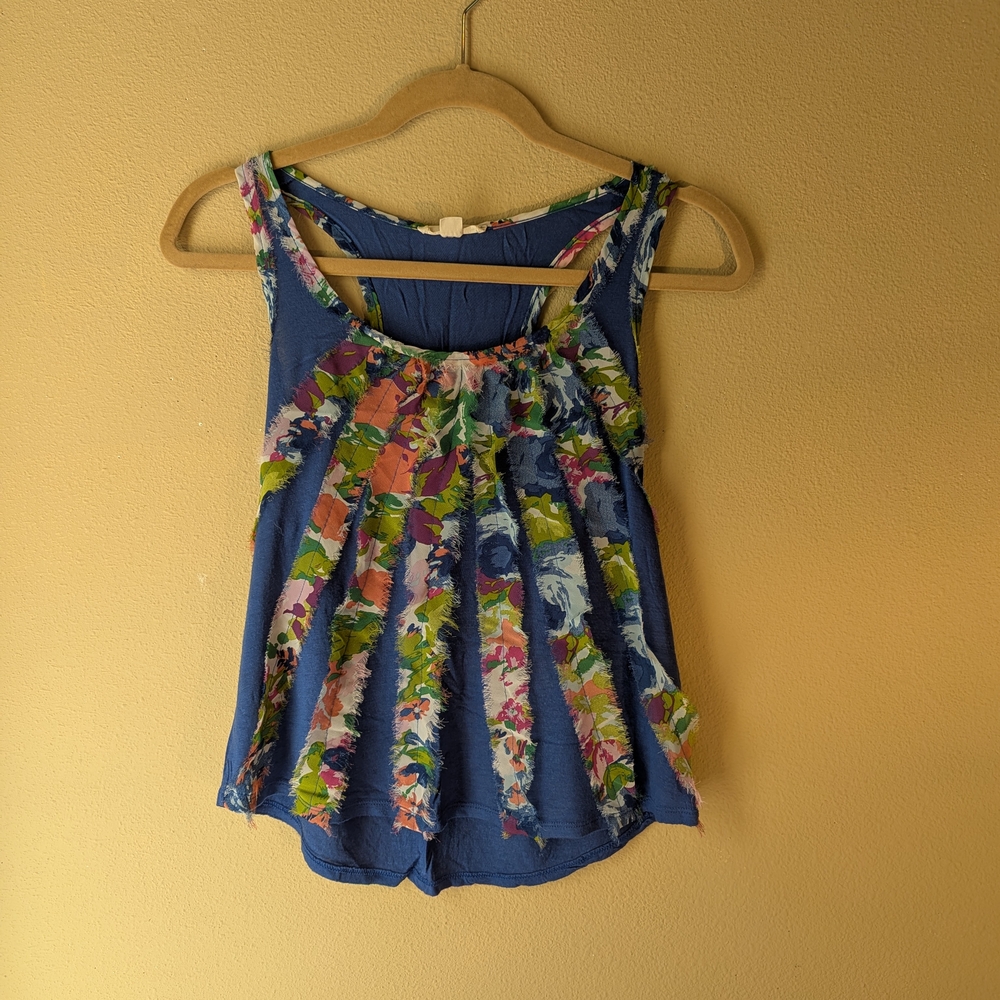 Vintage Lush Blue Floral Tank Top